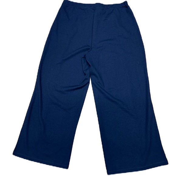Saint Sofia Pants Womens 14 Navy Blue Stretch Ponte Pull On Wide Leg Career Work - Picture 2 of 5